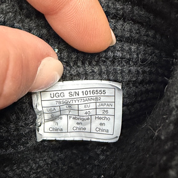 UGG Black Knit Button Mid-Calf Heeled Boots - Picture 10 of 10